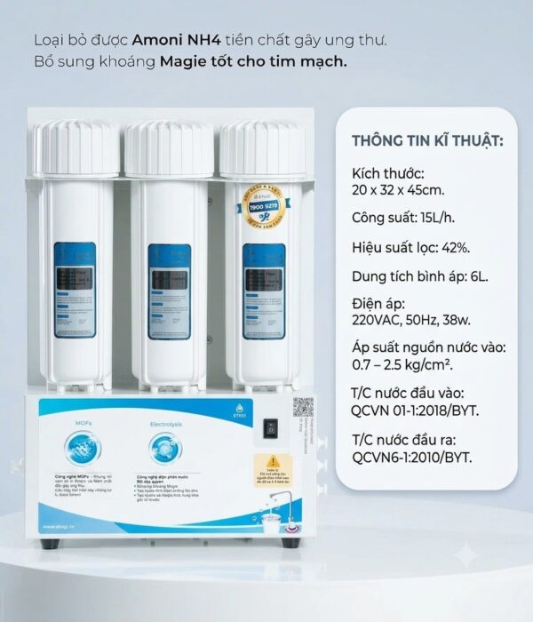 Máy lọc nước ion kiềm ETG102G-C để gầm