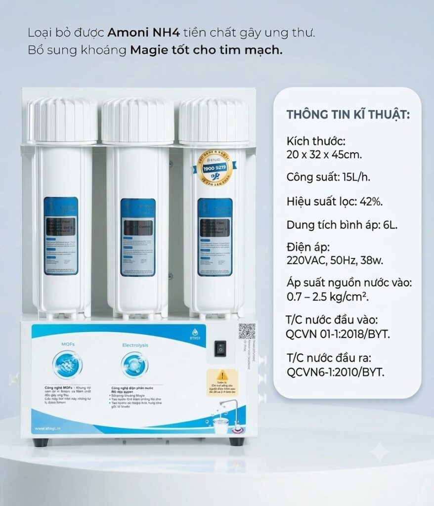 Máy lọc nước ion kiềm ETG102G-C để gầm