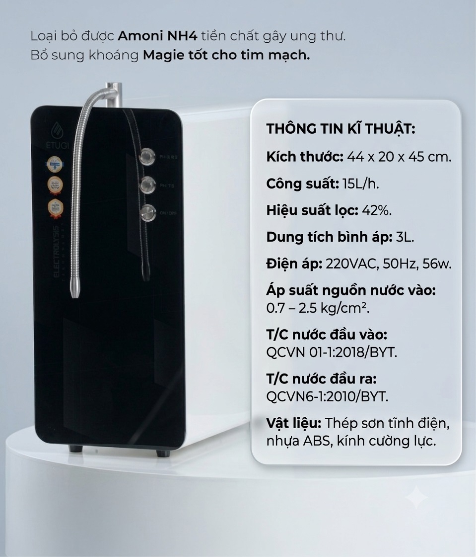Máy lọc nước ion kiềm ETG-01D-N để bàn - Hình ảnh 2