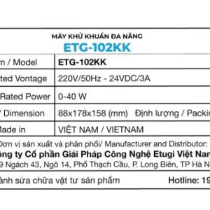 Máy Khử Khuẩn Đa Năng ETG102-KK - Hình ảnh 7