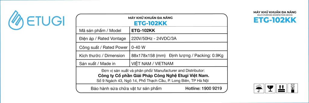 Máy Khử Khuẩn Đa Năng ETG102-KK