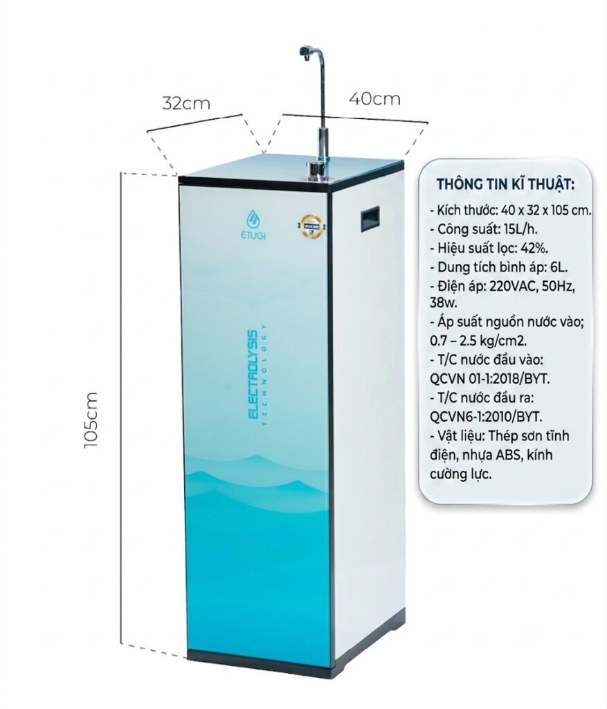 Máy lọc nước ion kiềm ETG102T dạng tủ đứng