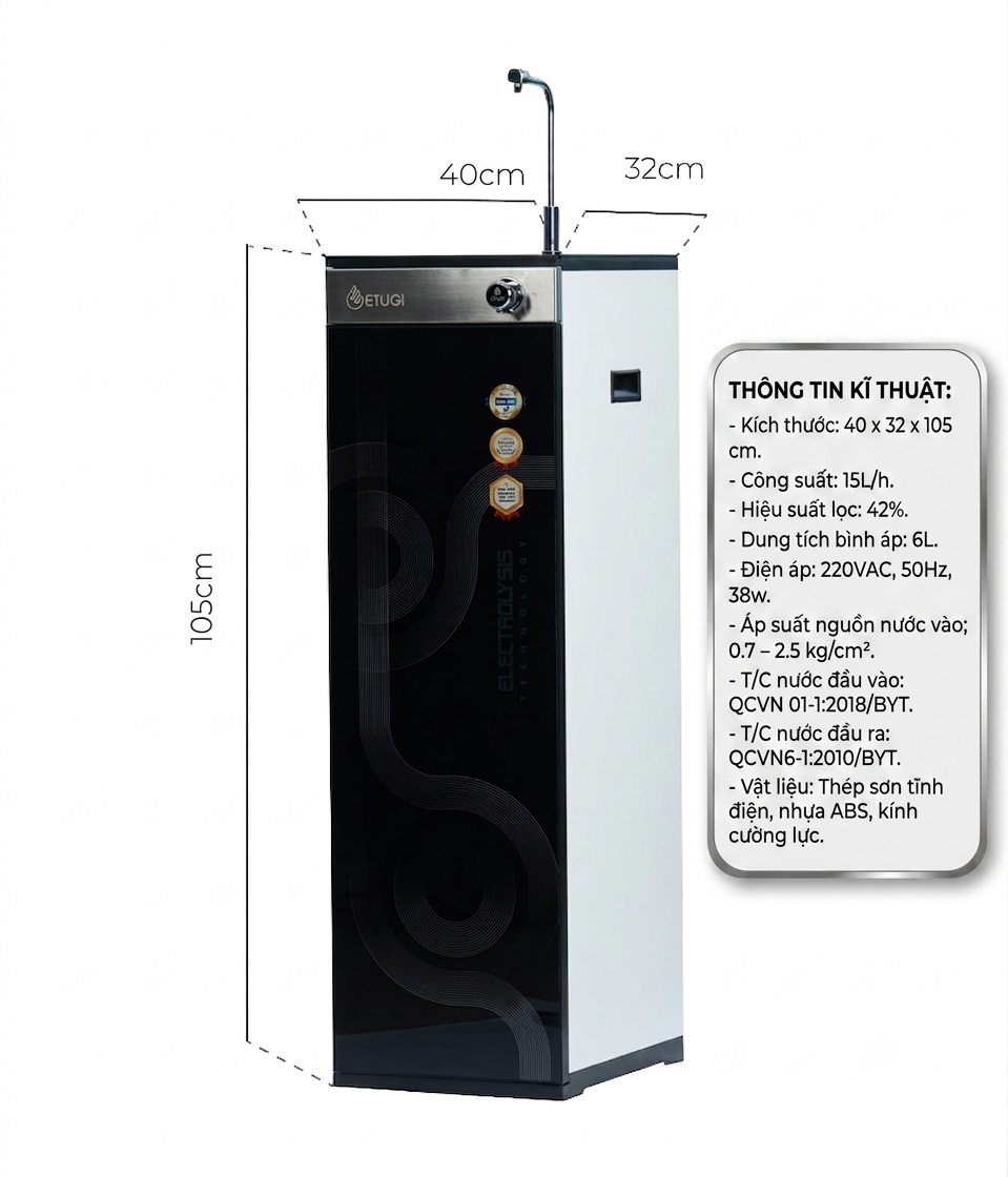 Máy lọc nước ion kiềm ETG102T-SX dạng tủ đứng - Hình ảnh 2