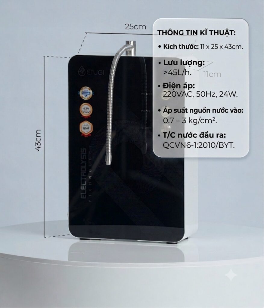 Máy lọc nước ion kiềm ETG102TT-N treo tường
