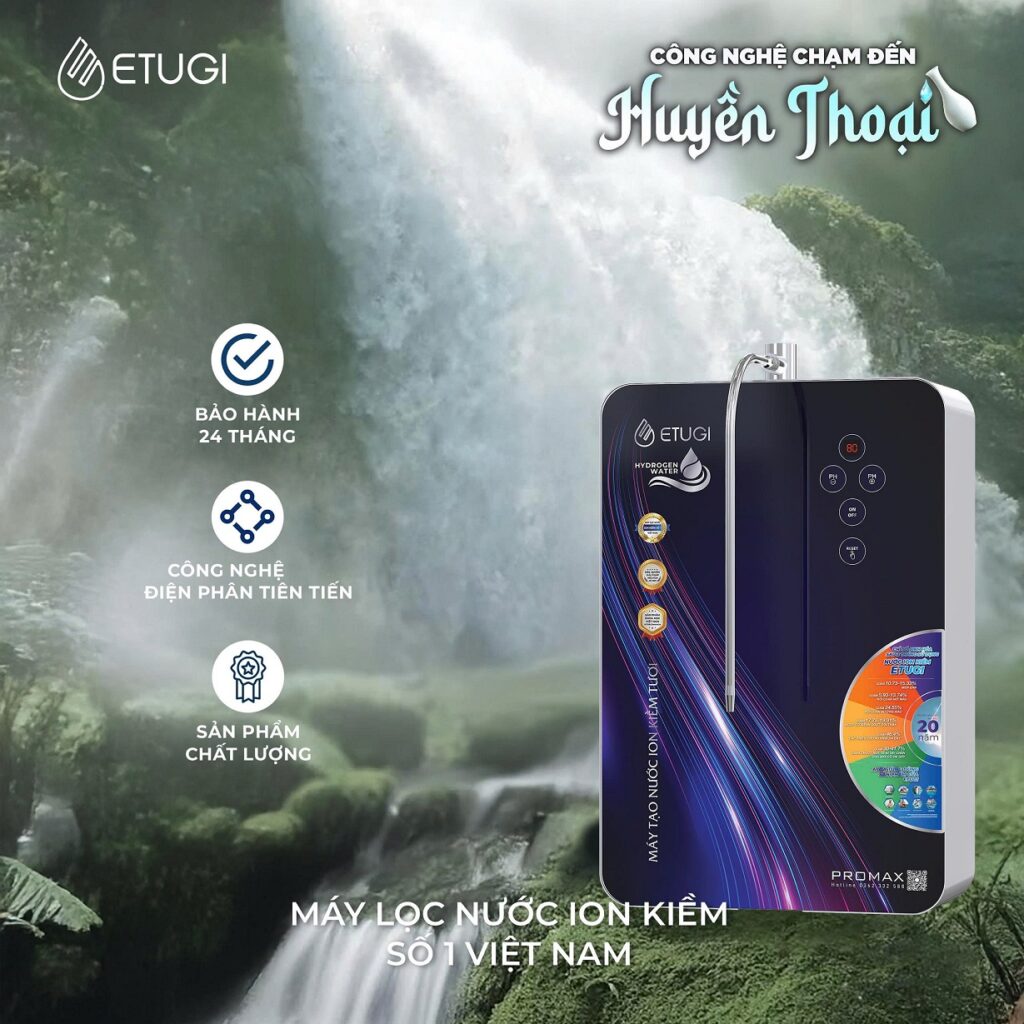 Máy lọc nước ion kiềm ETG102TT-PR cảm ứng treo tường gắn kèm máy RO